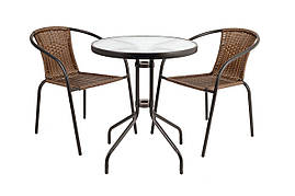 Садові  меблі  BISTRO  RATTAN  Круглий  столик  +  2  стільці