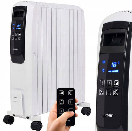 Масляний обігрівач Yoer Inferno білий 2500 W 10 ребер + пульт, фото 1
