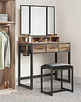 Туалетний стіл Zanzara з табуретом у стилі лофт 90 см RB0975 Беж, фото 2