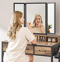 Туалетний стіл Zanzara з табуретом у стилі лофт 90 см RB0975 Беж, фото 3