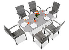 Набір садових меблів FIESTA AVENUE Стіл + 6 стільців із техноротанга, фото 3