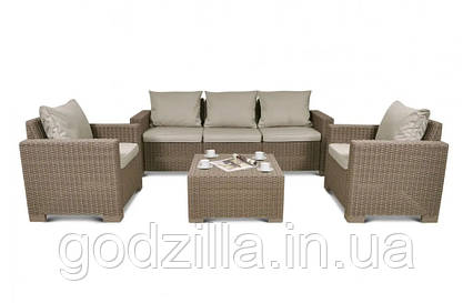 Комплект пластикових садових меблів Keter California 3 seater set капучино