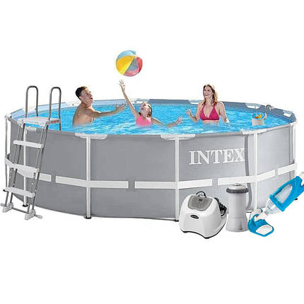 Каркасний басейн Intex 26718 - 6, 366 х 122 см (4 г/год, 3785 л/год, тент, підстилка, сходи,, фото 1