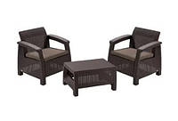 Комплект  пластикових  меблів  Keter  Corfu  II  Weekend  Set  223235  для  балкона  коричневий