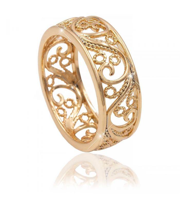 Кільце Ажурне, лимонна позолота, фото 1