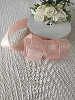 Стрічка атласна 2.5 см. з мереживом Персикова (за 1 метр)