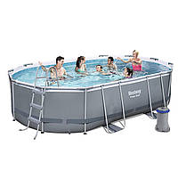 Каркасний  басейн  Bestway  56448,  488  х  305  х  107  см  (3028  л/год,  дозатор,  сходи,  тент)