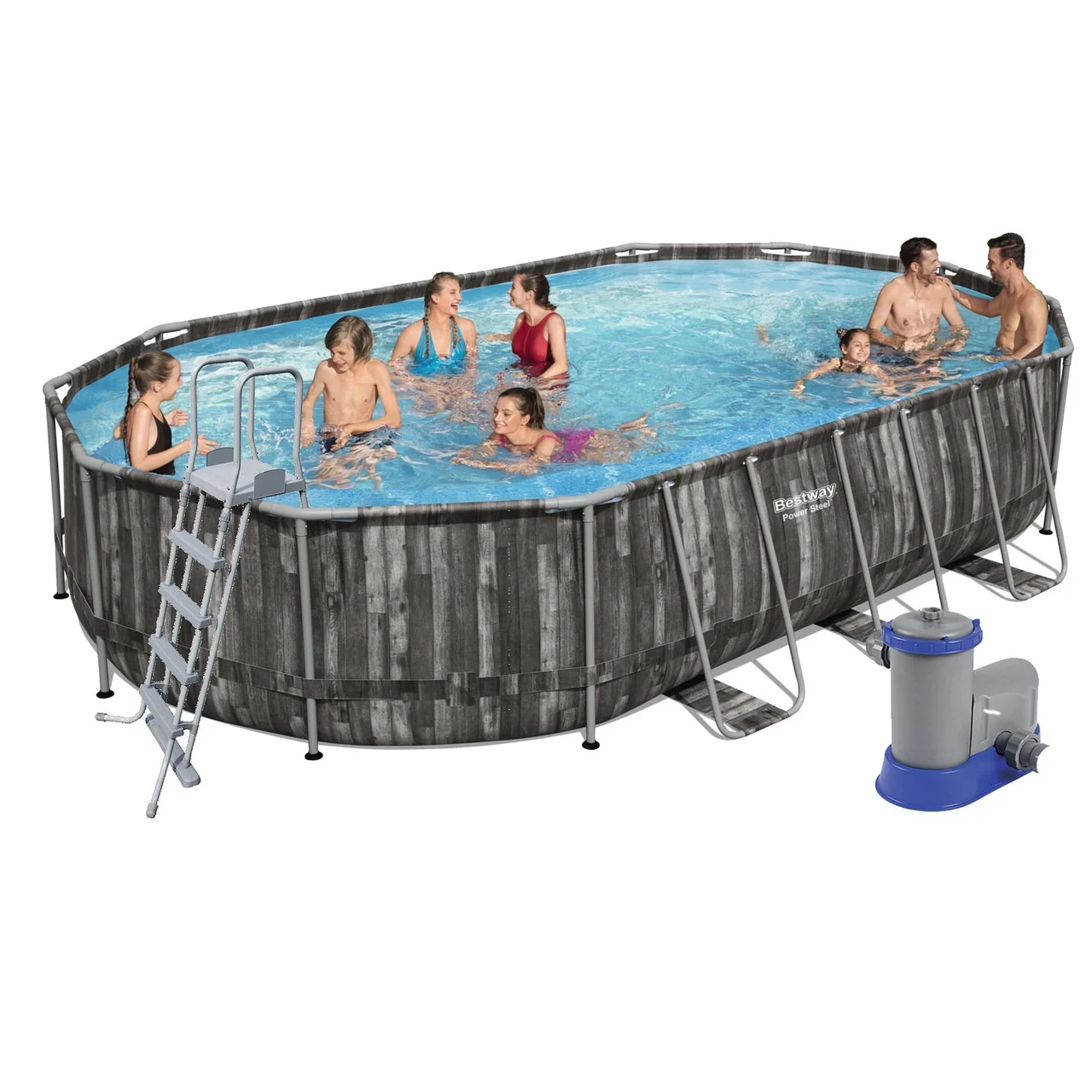 Каркасний басейн Bestway 5611R, 610 х 366 х 122 см (5 678 л/год, тент, драбина, дозатор), фото 1