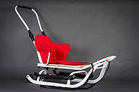 Санки  JEE  з  колесами  та  амортизаторами  Чорний  каркас  Біло-червоний