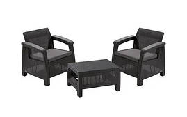 Набір  пластикових  меблів  Keter  Corfu  II  Weekend  Set  223250  для  балкона  графіт