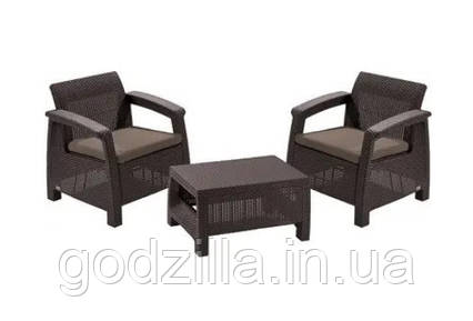 Комплект  пластикових  меблів  Keter  Corfu  II  Weekend  Set  223235  для  балкона  коричневий