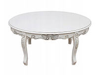 Журнальный  столик  резной  классический  Овальный  95  x  60  см  Белый
