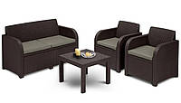 Набір  пластикових  садових  меблів  (диван  +  два  крісла  +  стілець)  KETER  GEORGIA  SET  216741  коричне