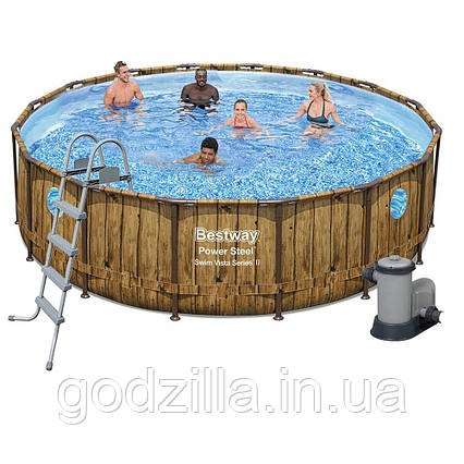 Каркасний  басейн  Bestway  56725  new,  488  х  122  см  (5678  л/год,  дозатор,  сходи,  тент)