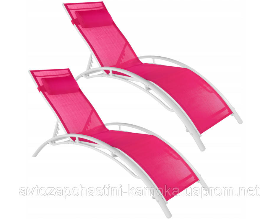 Лежак алюмінієвий для саду TecTake Alina Сірий Рожевий, фото 1