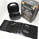 Мультимейкер 6в1 RAF R.541 Гриль притискний сендвічниця вафельниця ліщина бутербродниця, фото 3