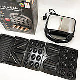 Мультимейкер 6в1 RAF R.541 Гриль притискний сендвічниця вафельниця ліщина бутербродниця, фото 5