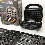 Мультимейкер 6в1 RAF R.541 Гриль притискний сендвічниця вафельниця ліщина бутербродниця, фото 6