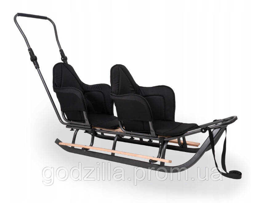 Санки підвійні Bliźniak SBM 040 чорний, фото 1