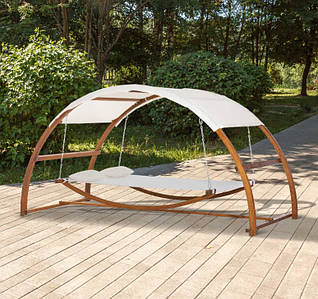 Гамак  Outsunny  деревянный,  для  двух  человек,  с  крышей,  Бежевый