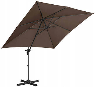 Парасолька садова Uniprodo квадратна 250 х 250 см з поворотом на 360° Коричневий