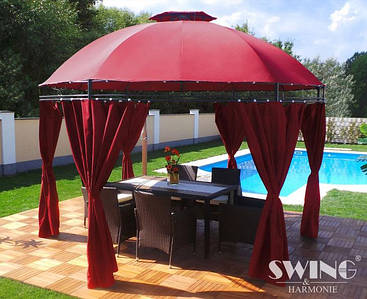 Круглий павільйон Swing amp; harmonie 3.5 м червоний з освітленням LED