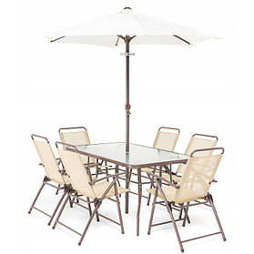 Набір  садових  меблів  PALERMO  +  Стіл  +  6  стільців  +  Парасолька
