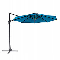 Парасолька садова KAZUAR Алюмінієва 350 см з поворотом на 360° Синя, фото 4