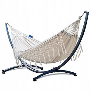 Гамак  Santia  з  металевим  каркасом  для  двох  осіб  Бежевий  Чорно-бежевий