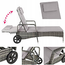 Лежак  на  колесах  Kalamata  ротанговий  з  матрацом  Бежево-коричневий  Сірий, фото 5