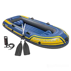 Тримісний  надувний  човен  Intex  68370  Challenger  3  Set,  295  х  137  см  (весла,  ручний  насос).  3-х