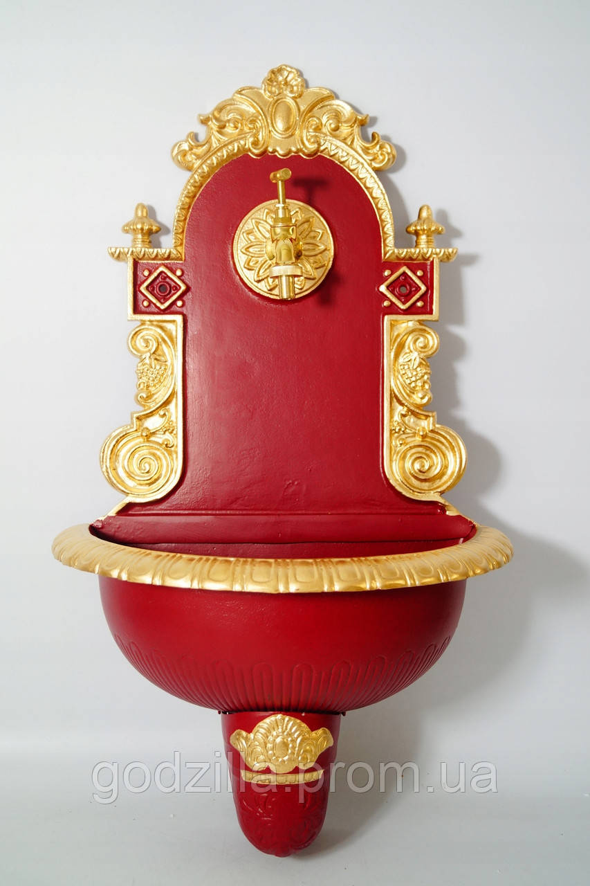 Мийка садова вулична алюмінієва Червоно-золотий з краном, фото 1