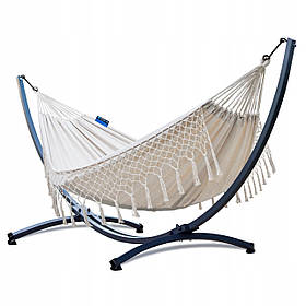 Гамак  Santia  з  металевим  каркасом  для  двох  осіб  Бежевий  Чорно-бежевий