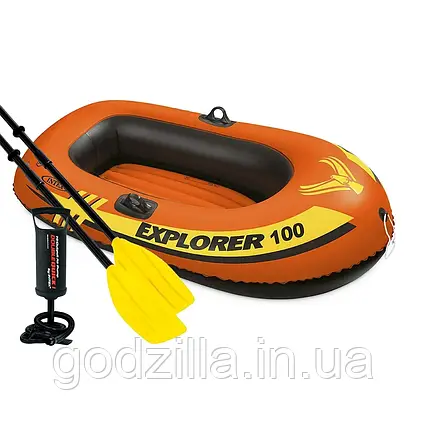 Одномісний  надувний  човен  Intex  58329  –  2  Explorer  100,  147  х  84  см  (весла,  ручний  насос).  2-х