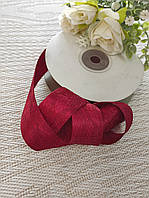 Стрічка атласна 2.5 см. з мереживом Бордова (за 1 метр)