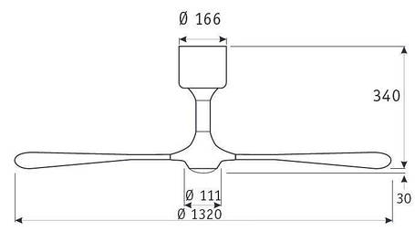 Стельовий вентилятор Heliko Paddel 132 см, фото 2