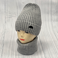 М 89005. Комплект для хлопчика, підлітковий: шапка з флісом і  хомут, розмір вільний, різні кольори 3-12 років