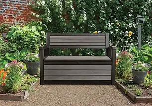 Лава-скринька для зберігання Keter Hudson Storage Bench 227л. Коричнева, фото 4