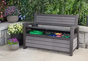 Лава-скринька для зберігання Keter Hudson Storage Bench 227л. Коричнева, фото 6
