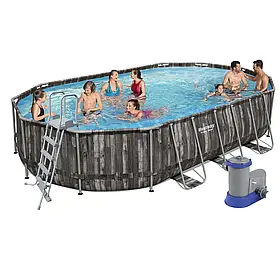 Каркасний  басейн  Bestway  5611R,  610  х  366  х  122  см  (5  678  л/год,  тент,  драбина,  дозатор)