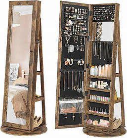 Дзеркало  шафи  для  біжутерії  на  весь  зріст  із  поворотом  на  360°  Коричневе