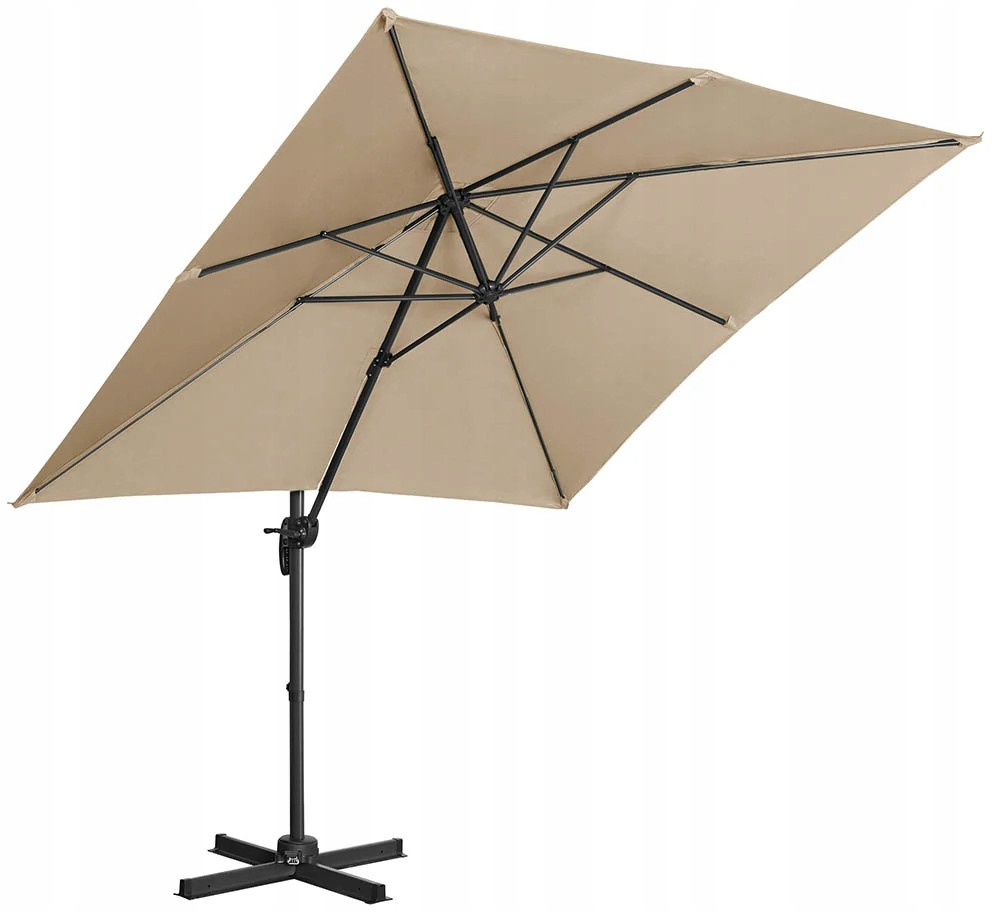 Парасолька  садова  Uniprodo  квадратна  250  х  250  см  з  поворотом  на  360°  Екрю