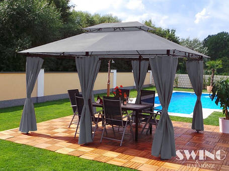 Павільйон Swingamp;Harmonie 3 х 4 м Сірий з LED-підсвіткою від сонячної батареї, фото 1