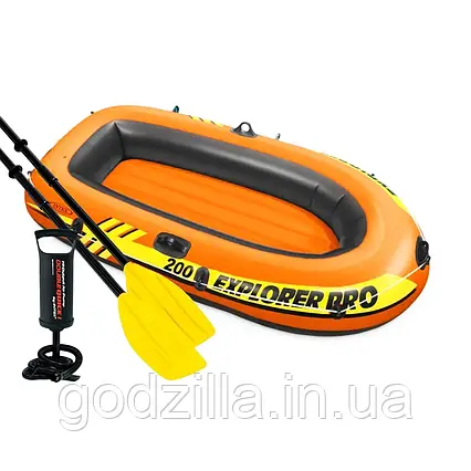 Напівторамісний  надувний  човен  Intex  58357  (58356)  Explorer  PRO  200  Set,  196  х  102  см,  (весла,