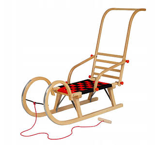 Санки  дерев#39;яні  AD322/2M  95  см  +  спинка-штовхач  +  шнурок