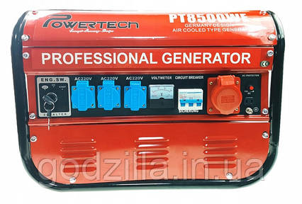 Генератор  бензиновий  Powertech  PT8500W  230V/380V  2800  W
