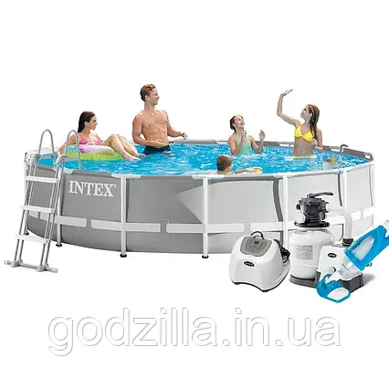 Каркасний  басейн  Intex  26724  -  7,  457  х  107  см  (5  г/год,  6  000  л/год,  сходи,  тент,  підстилка,