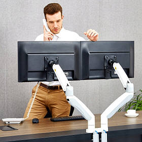 Кронштейн  настільний  білий  NB  F195A  для  двох  моніторів  22"  —  32"