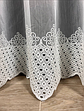 Тюль з вишитим низом на основі бамбука. Колір: молочний, фото 6