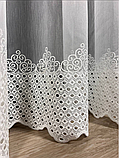 Тюль з вишитим низом на основі бамбука. Колір: молочний, фото 8